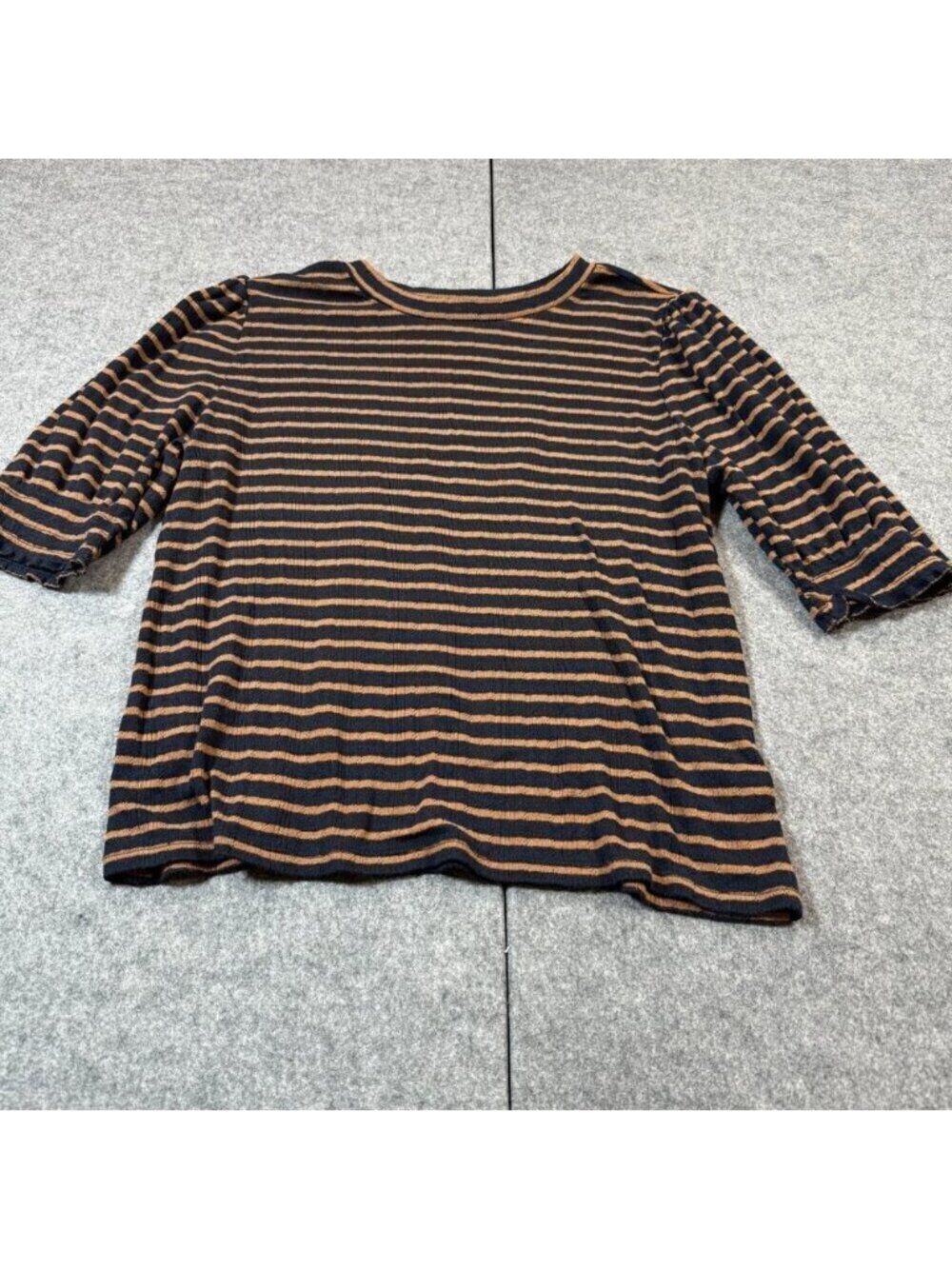 Lucky Brand Knit Top Womens XL Navy Stripe Cotton Half Sleeve Crew Neck Pullover